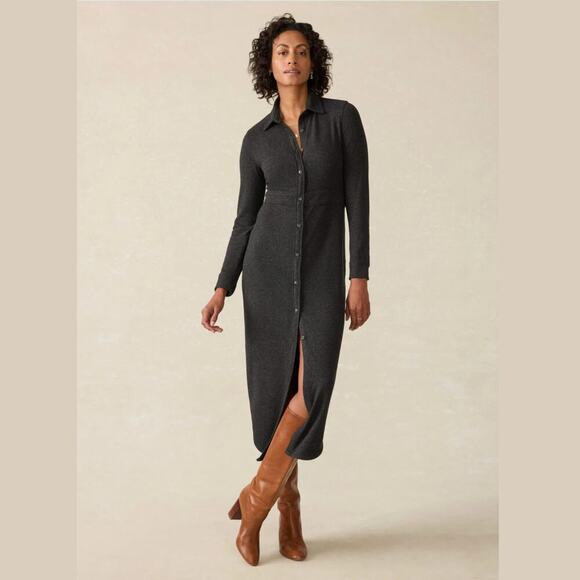 Faherty Legend™ Sweater Maxi #1 Best Selling Dress | Heathered Black SOLD OUT XS - Picture 1 of 9